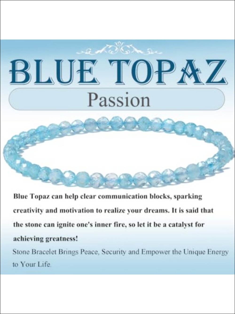 Handmade Faceted Natural Blue Topaz Gemstone Stretch Bracelet 3mm